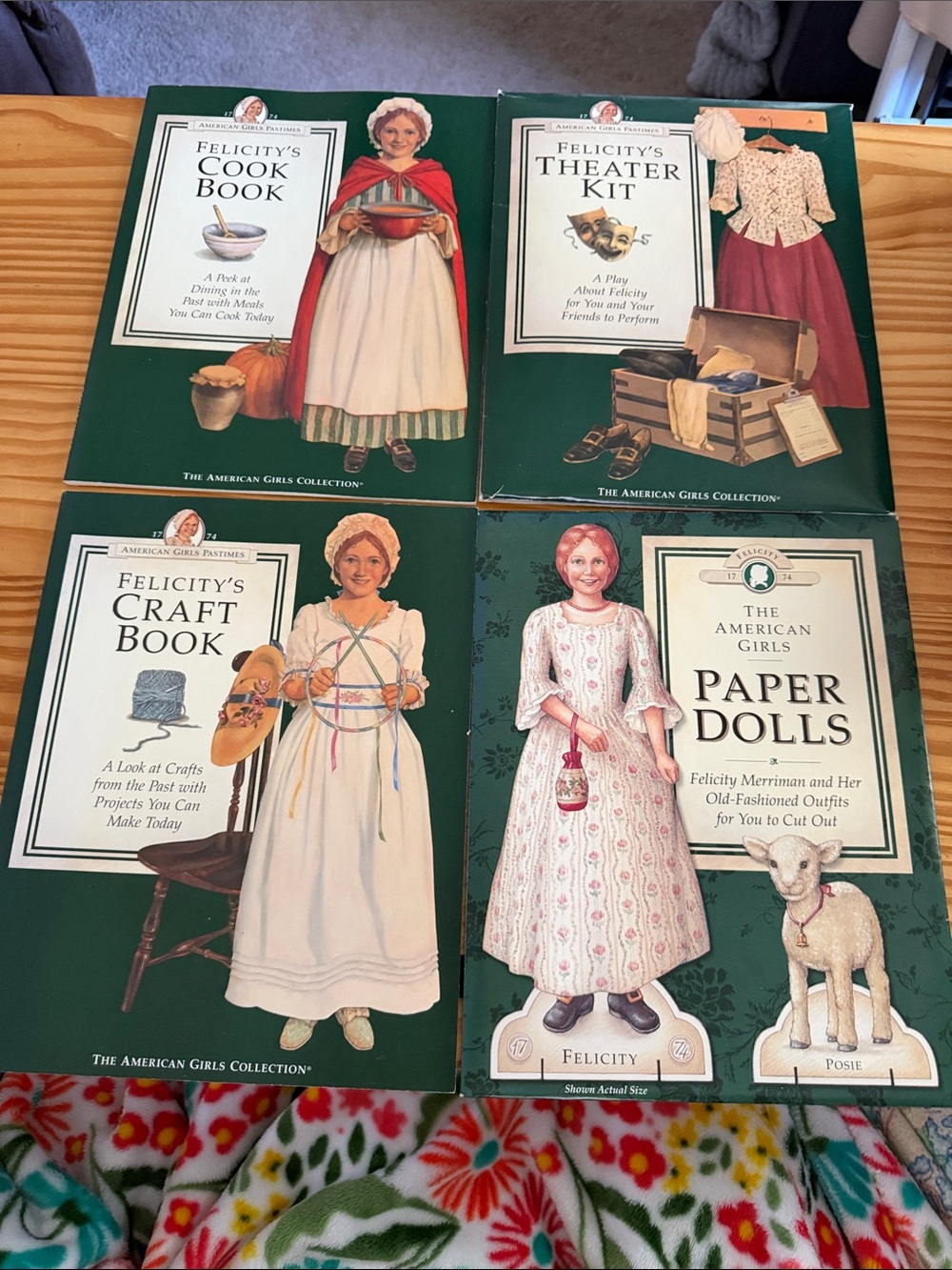 Vtg American Girl Felicity Activity Book Set Theater, Paper Dolls, Craft, Cook